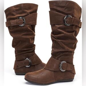 Journey Collection Brown Slouchy Buckle Boots-NWOT! No box included.